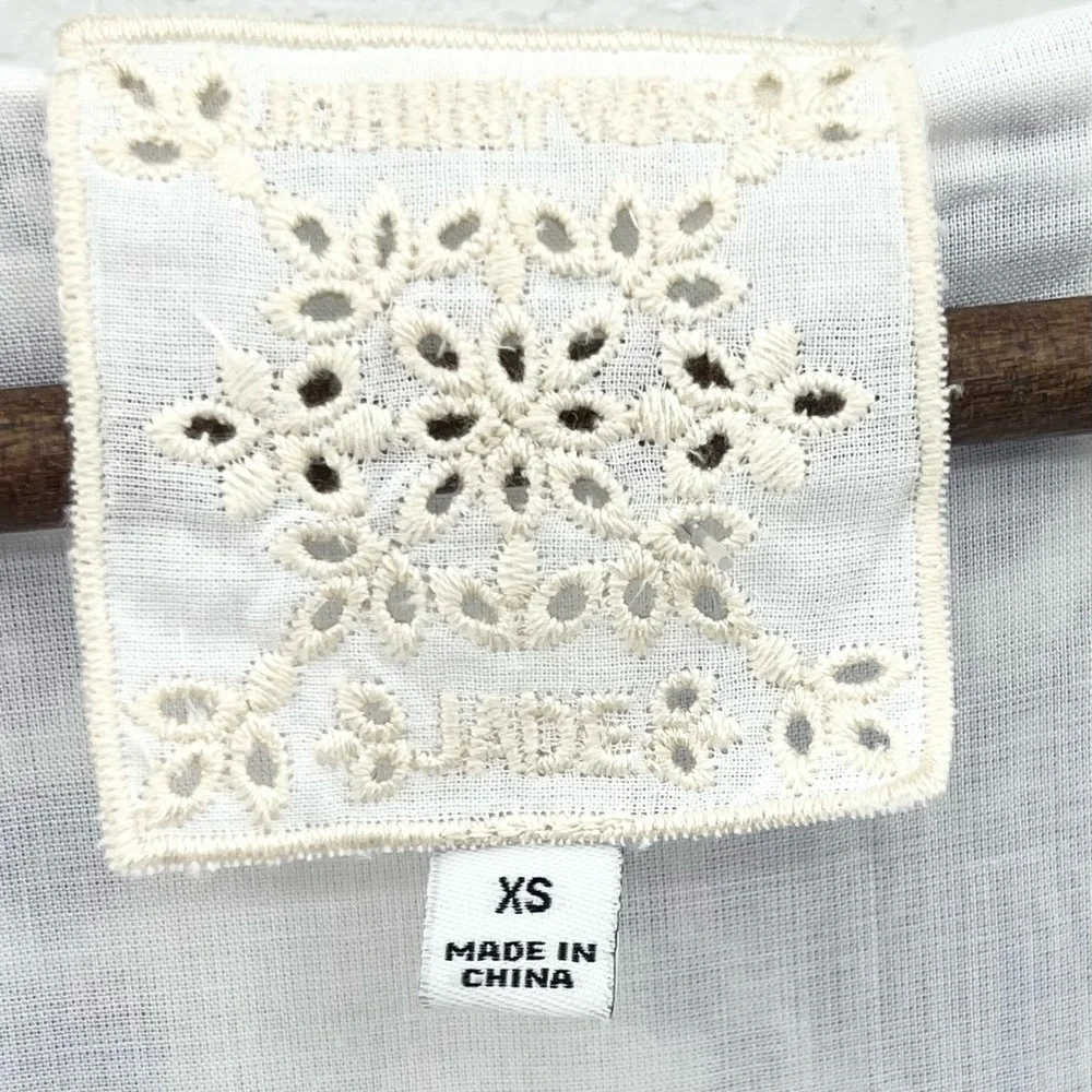 XS Johnny Was Jade Beau Eyelet Button-Down Tiered Midi Dress Boho Chic - Picture 5 of 8